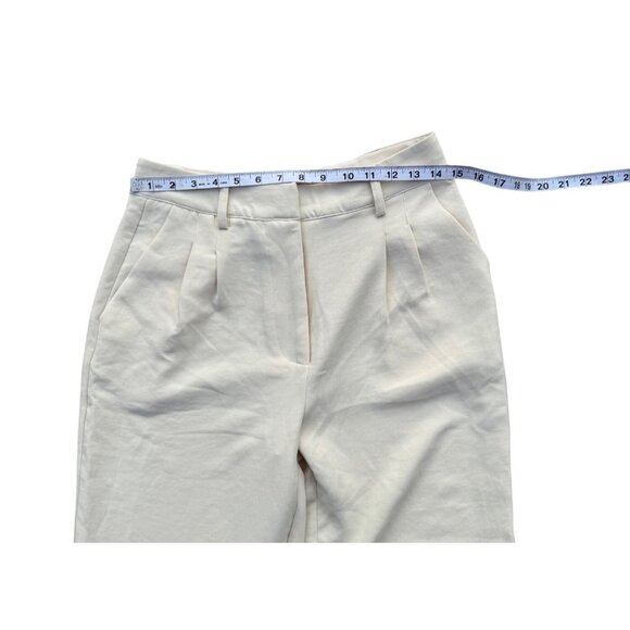 Forever 21 Womens Cream Wide Leg Mid-Rise Pants Size M Lightweight - Picture 4 of 8